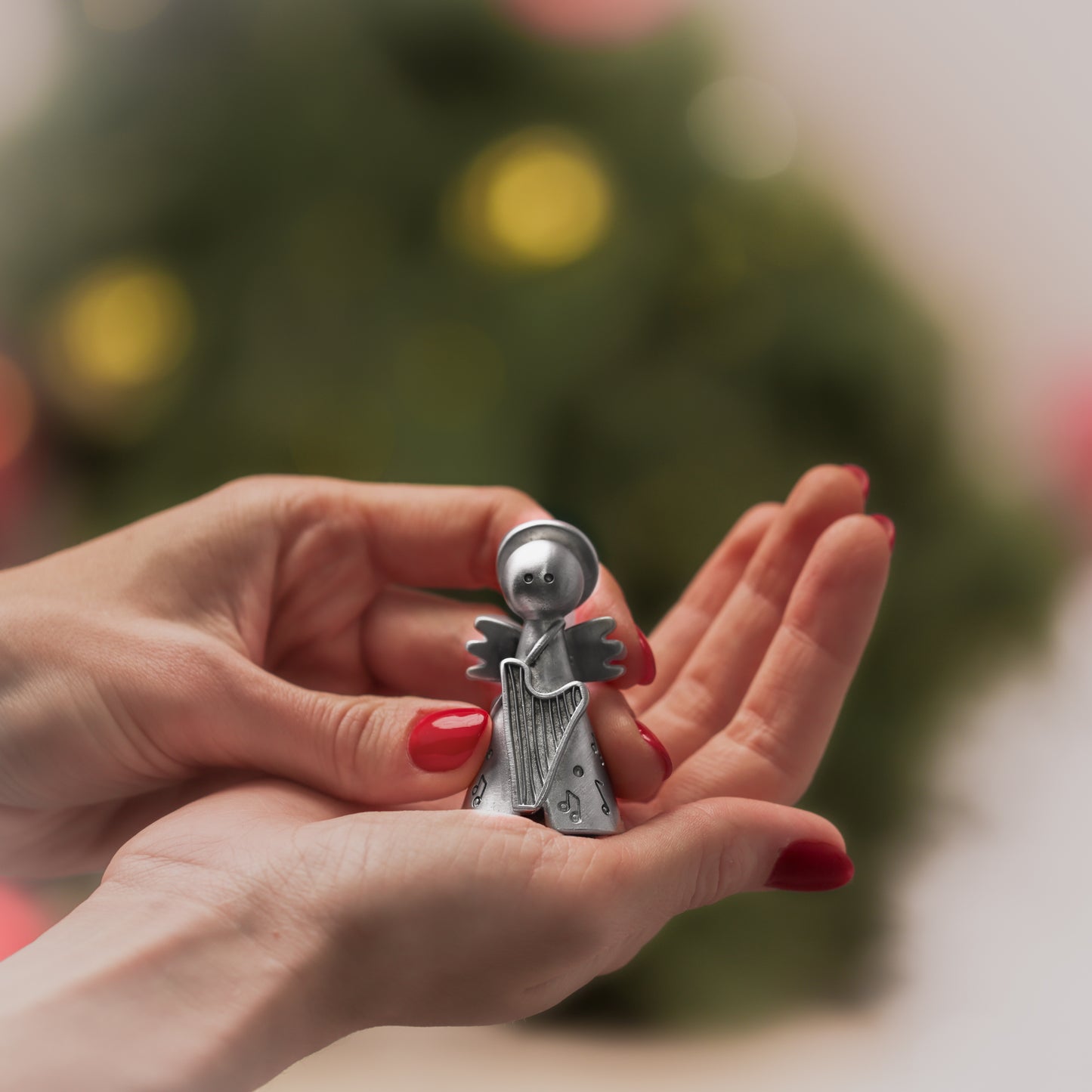 Angel with Harp Nativity Figurine {Pewter}