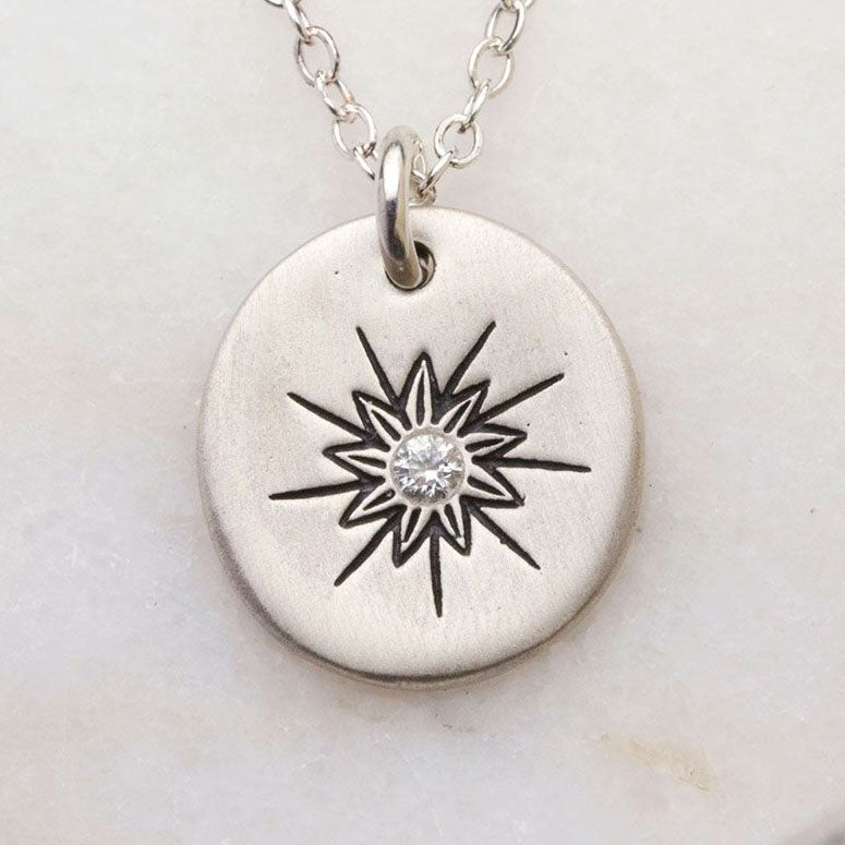 Sunburst Diamond Necklace {Sterling Silver}