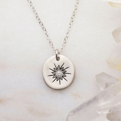 Sunburst Diamond Necklace {Sterling Silver}