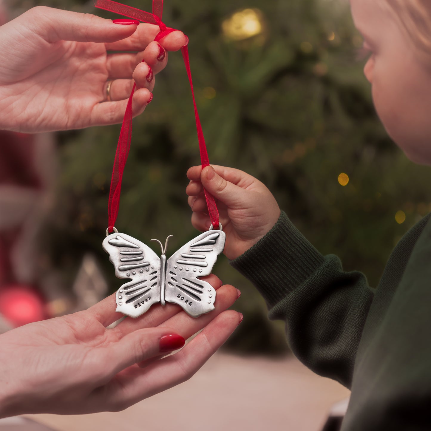 Butterfly Flutter By Ornament {Pewter}