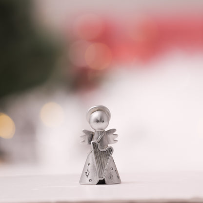 Angel with Harp Nativity Figurine {Pewter}