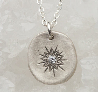 Sunburst Diamond Necklace {Sterling Silver}