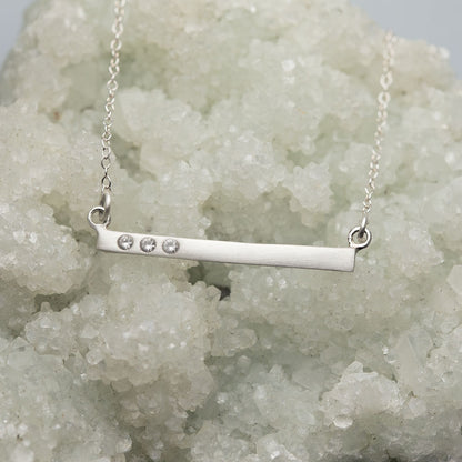 Cross Bar Crystal Necklace {Sterling Silver}