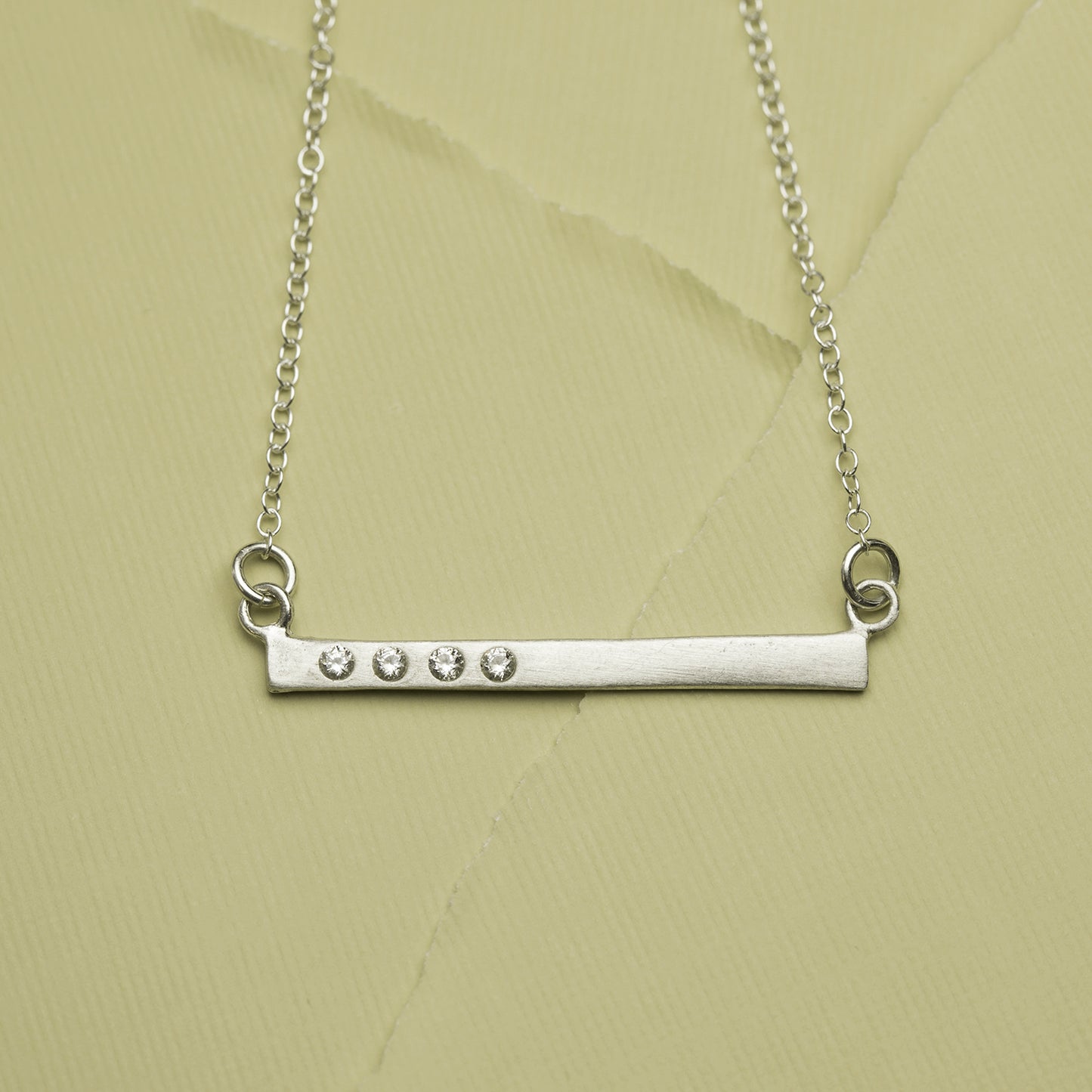 Cross Bar Crystal Necklace {Sterling Silver}