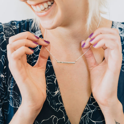 Cross Bar Birthstone Necklace {Sterling Silver}