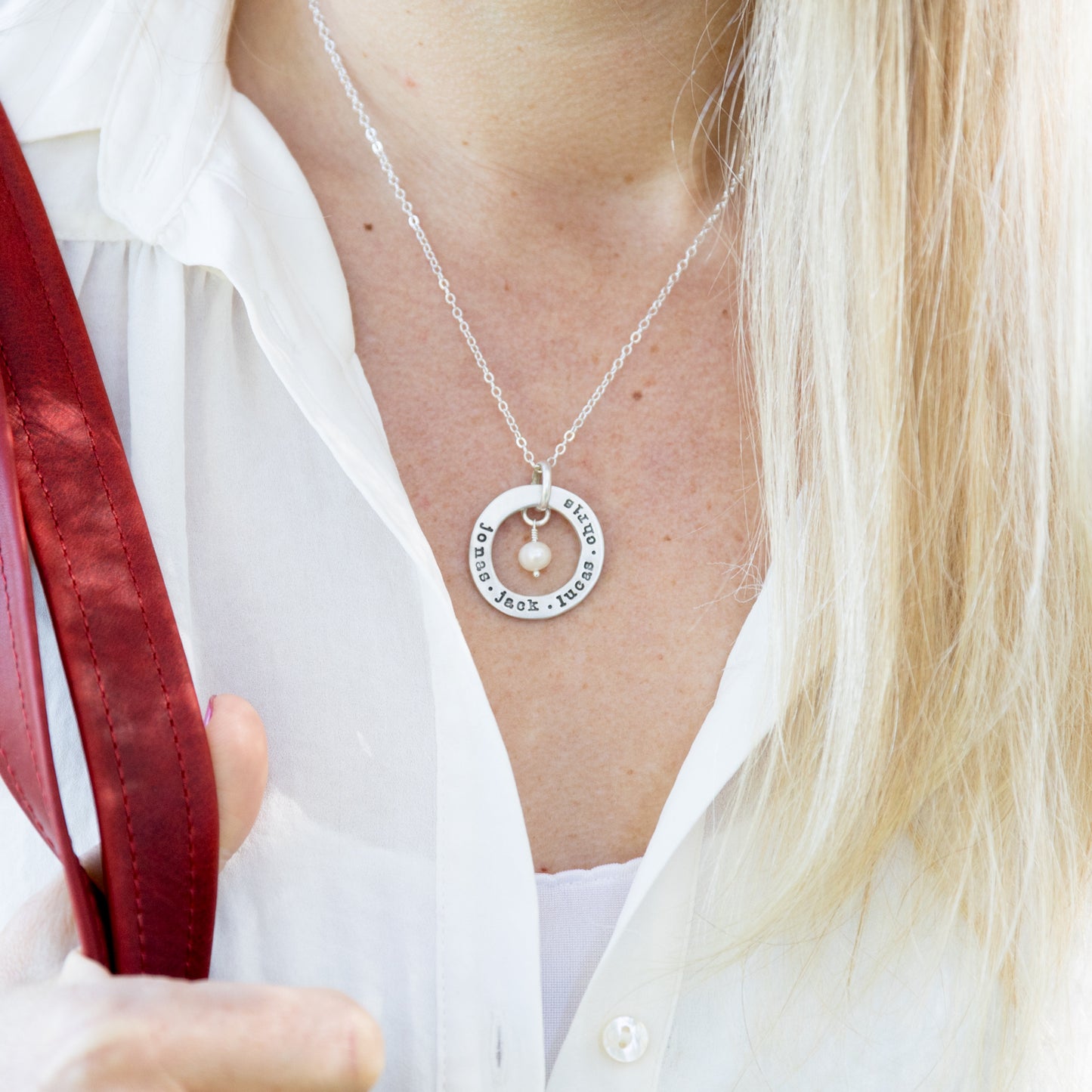 open circle pearl necklace {sterling silver}