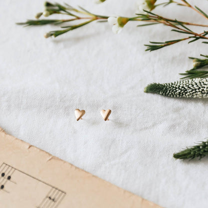 Tiny Heart Stud Earrings {10k gold}