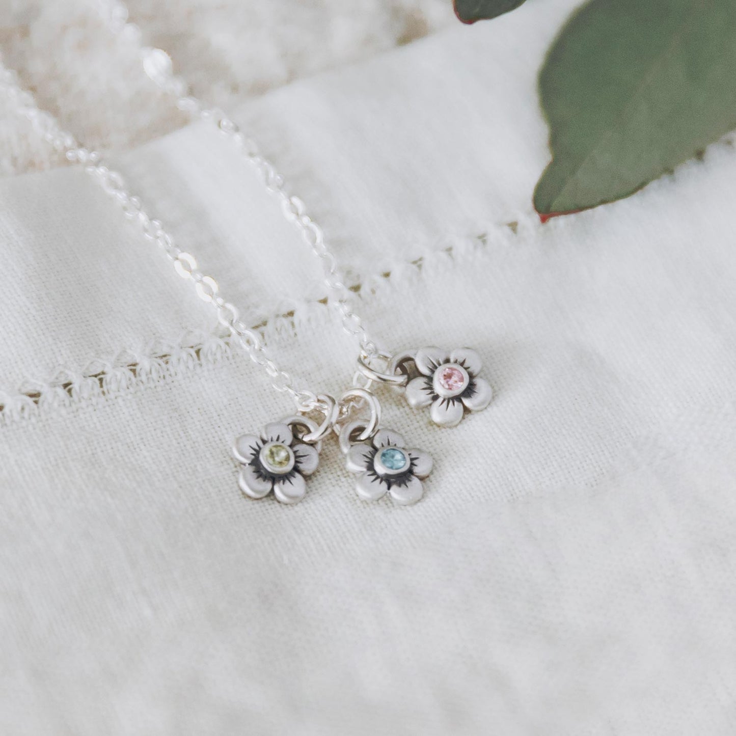 Birthstone Bloom Necklace {Sterling Silver}