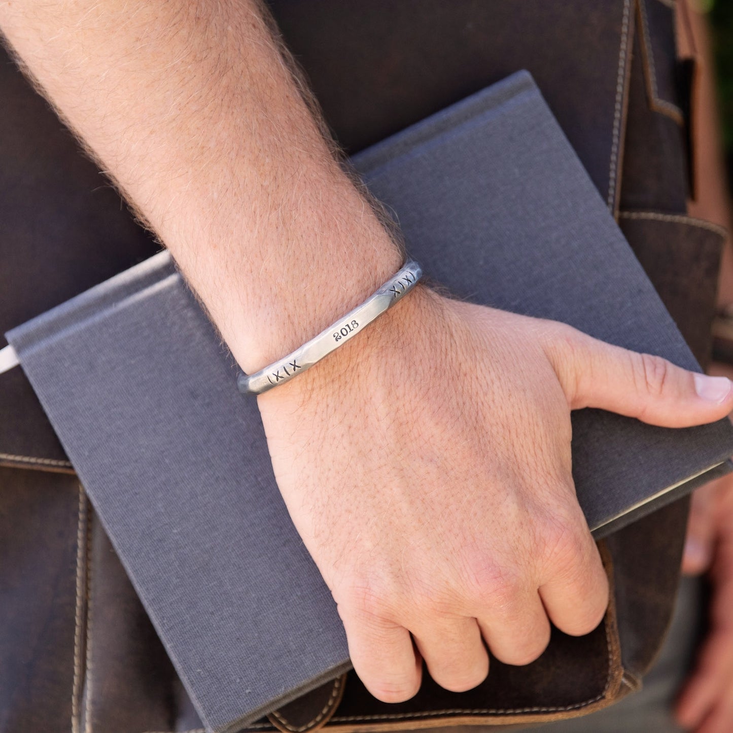 Forge A Path Handcarved Cuff Bracelet (Pewter)