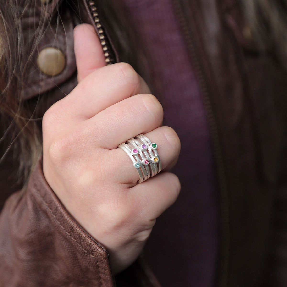 Always Together Birthstone Ring {Sterling Silver}