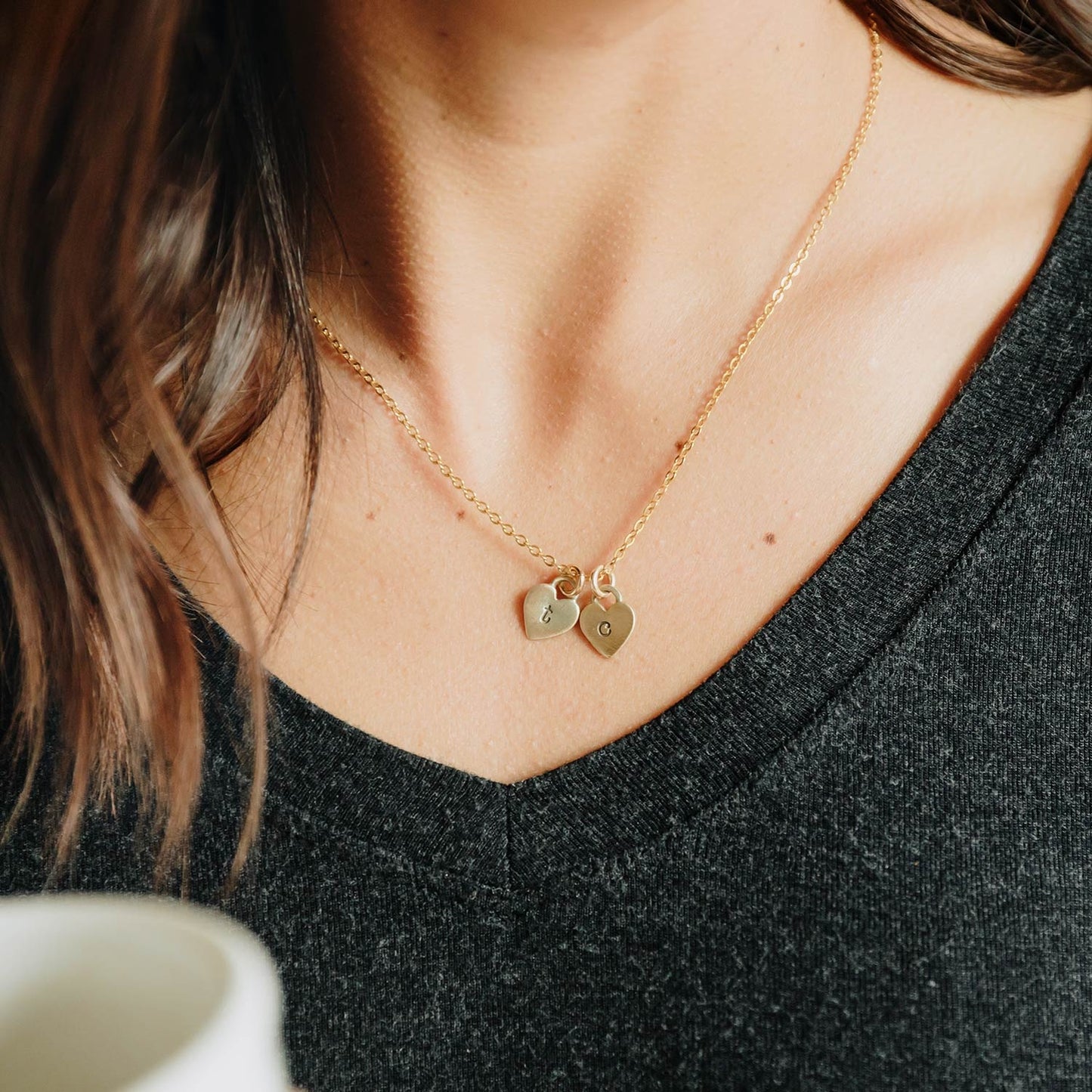 Cherished Hearts Initials Necklace {Gold Plated}