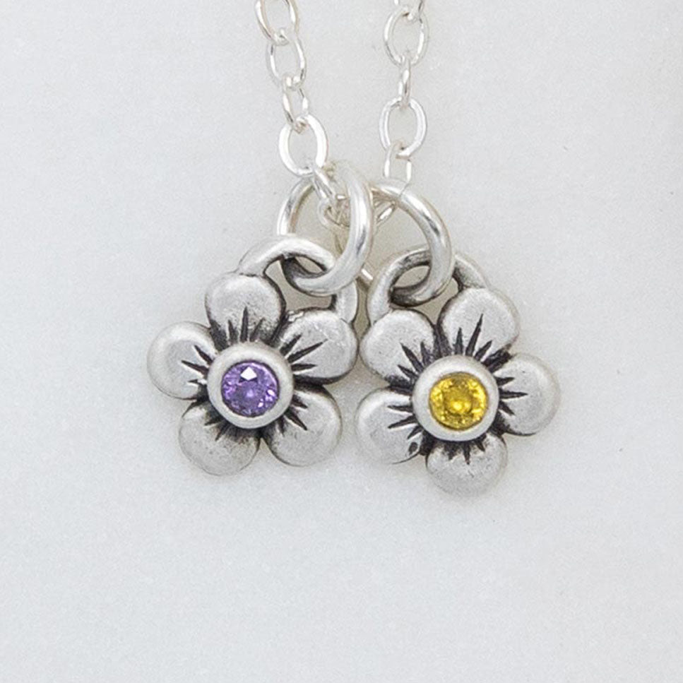 Birthstone Bloom Necklace {Sterling Silver}