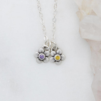 Birthstone Bloom Necklace {Sterling Silver}