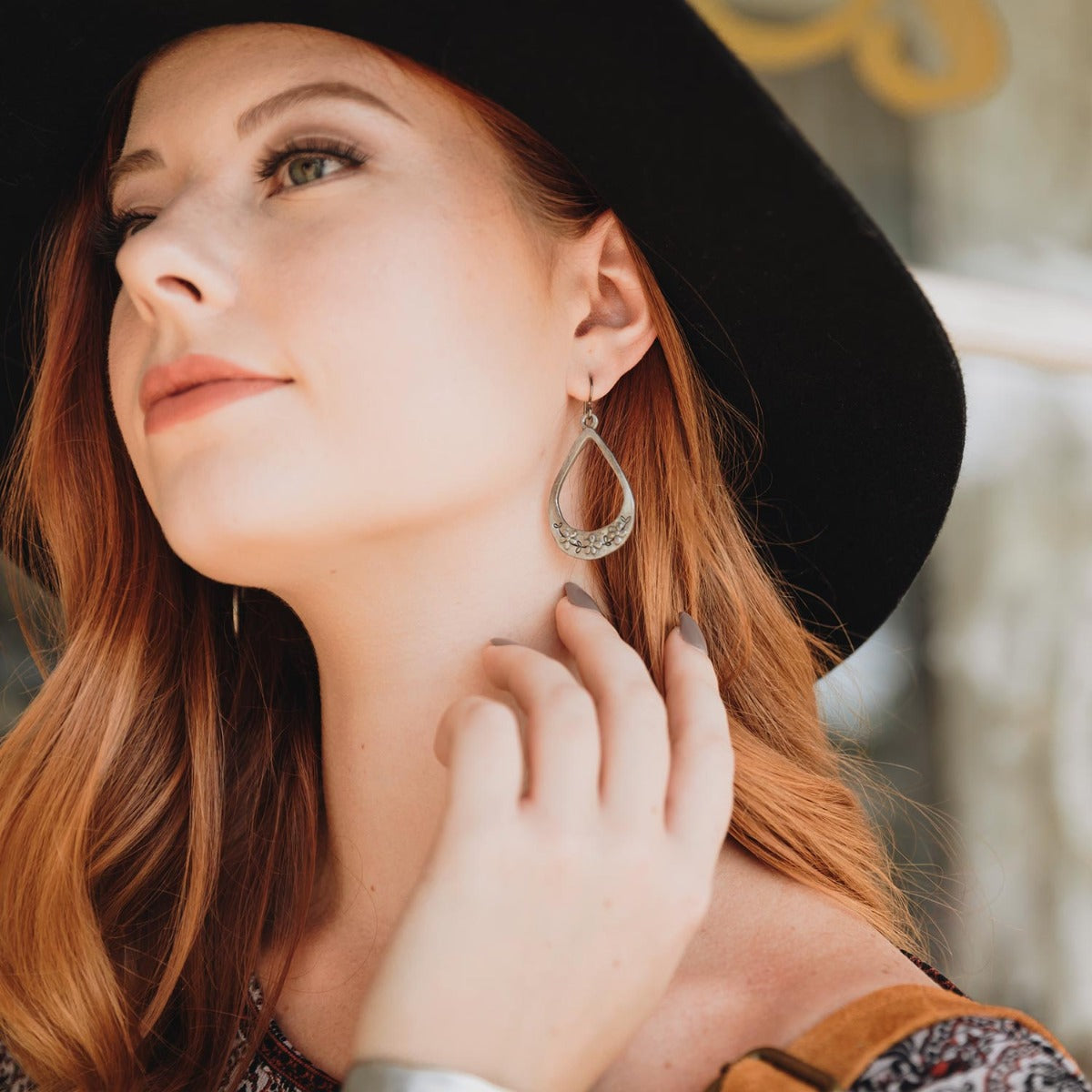 Bud and Blossom Drop Earrings {Pewter}