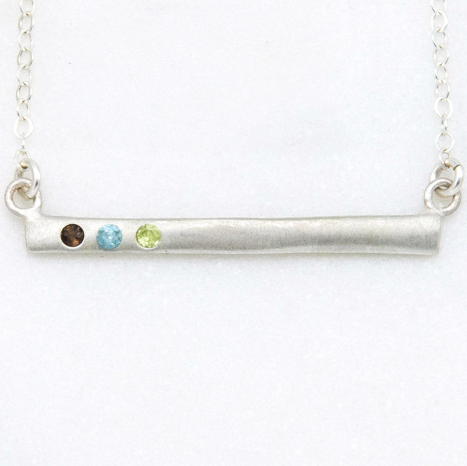 Cross Bar Birthstone Necklace {Sterling Silver}