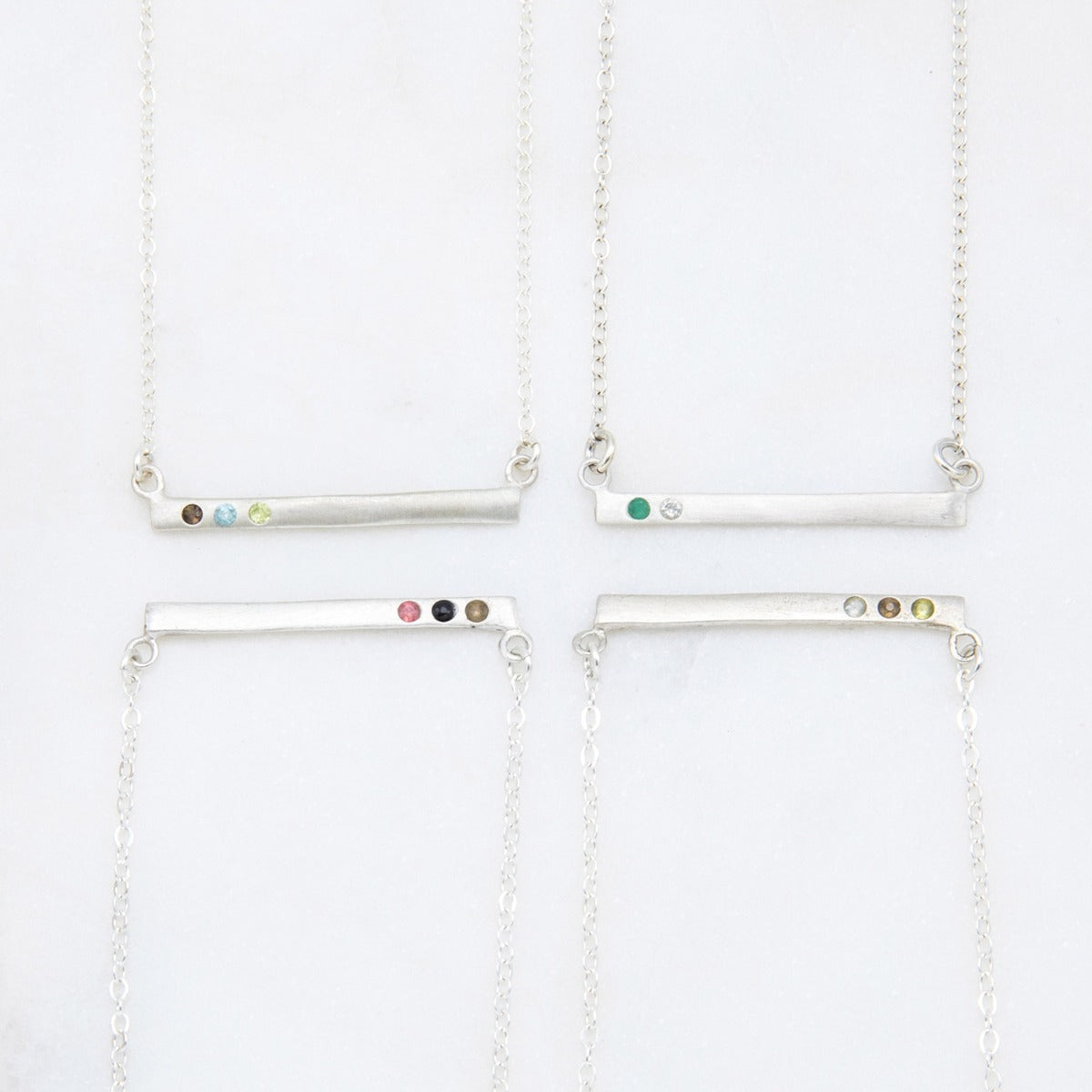 Cross Bar Birthstone Necklace {Sterling Silver}