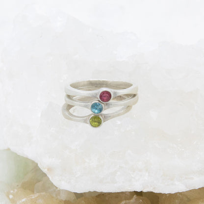 Bezel Birthstone Ring {Sterling Silver}