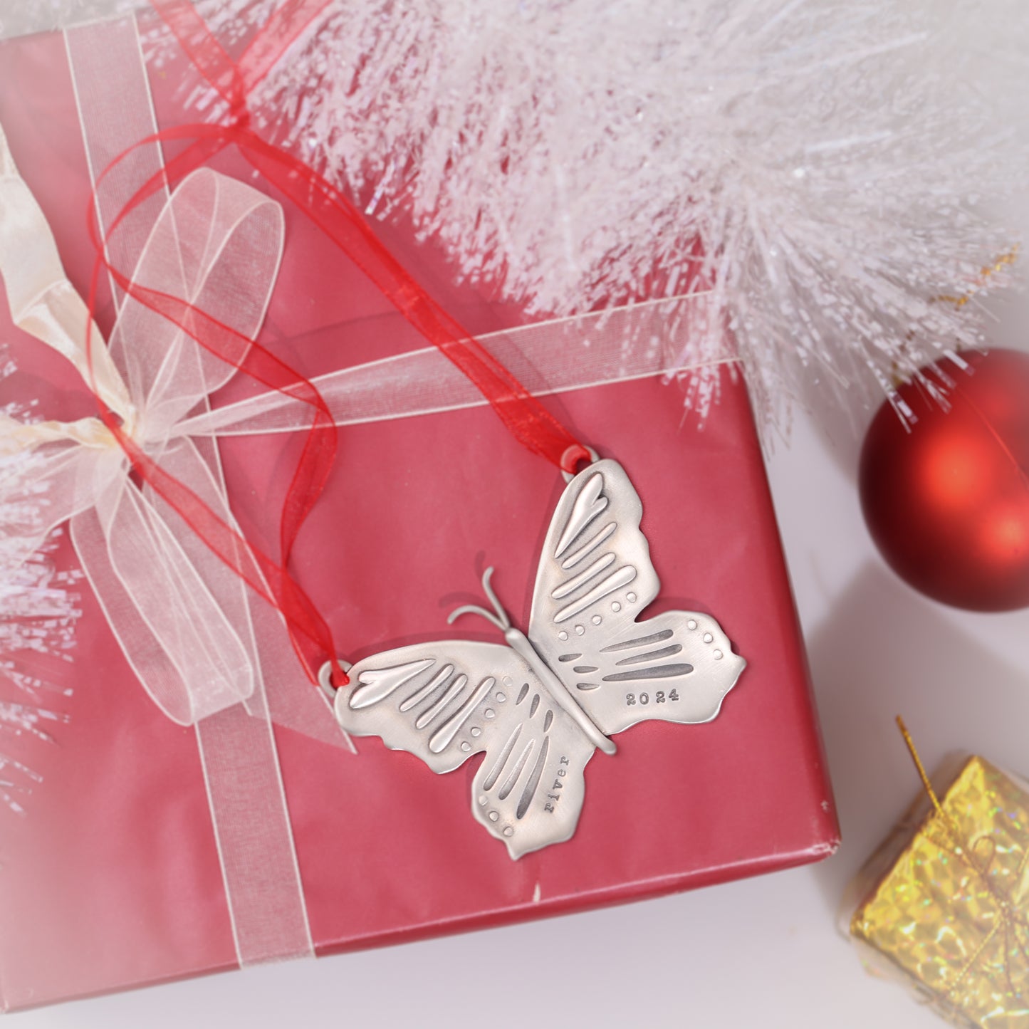 Butterfly Flutter By Ornament {Pewter}