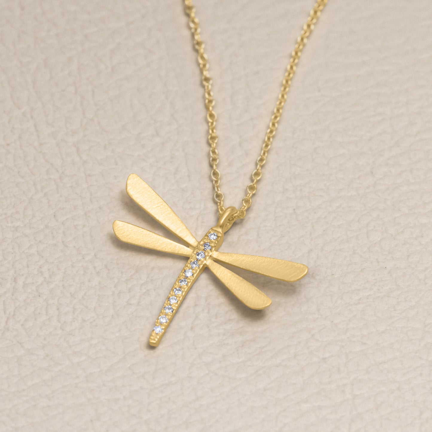 Dragonfly Diamond Necklace - Small {14K Gold}