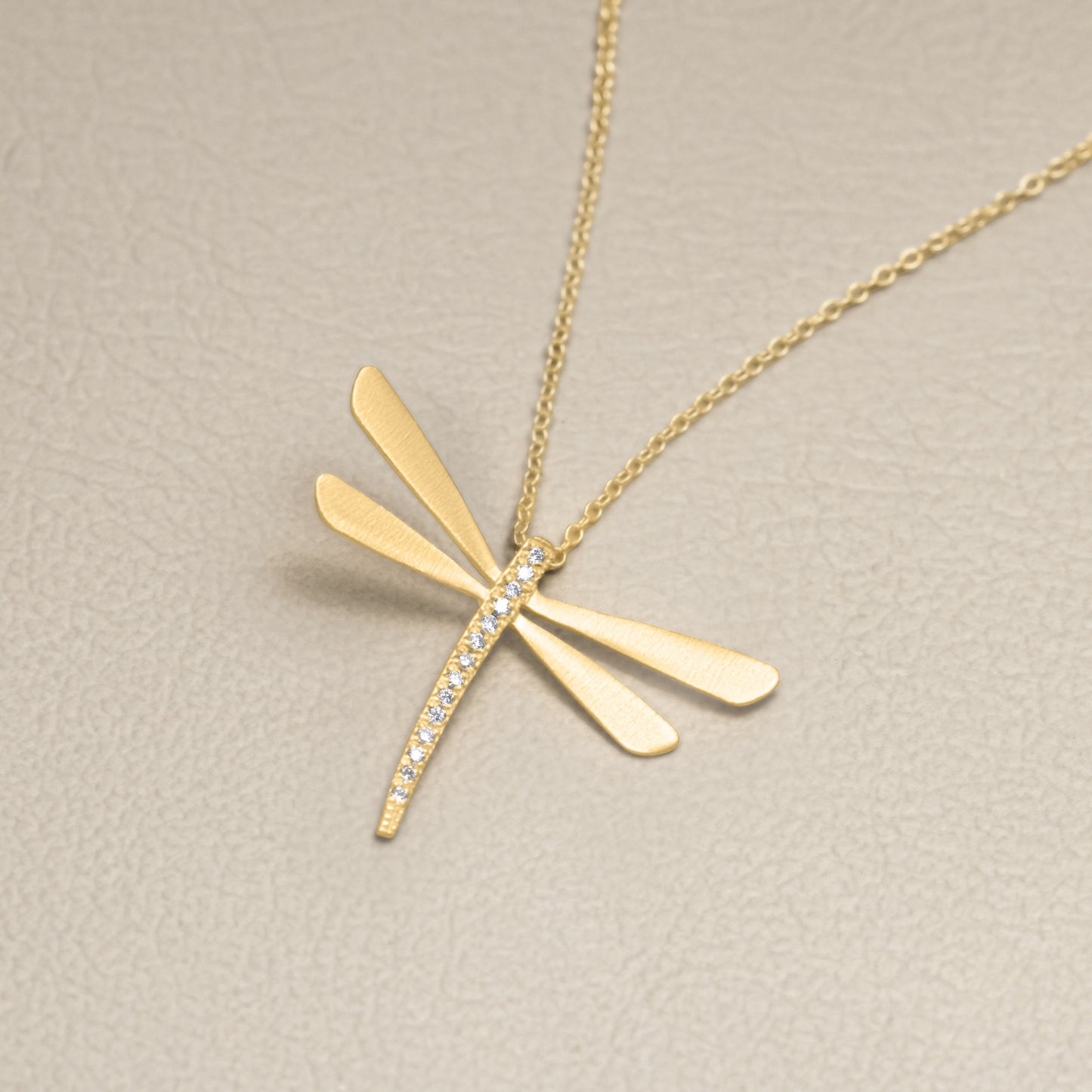 Dragonfly Diamond Necklace - Large {14K Gold}