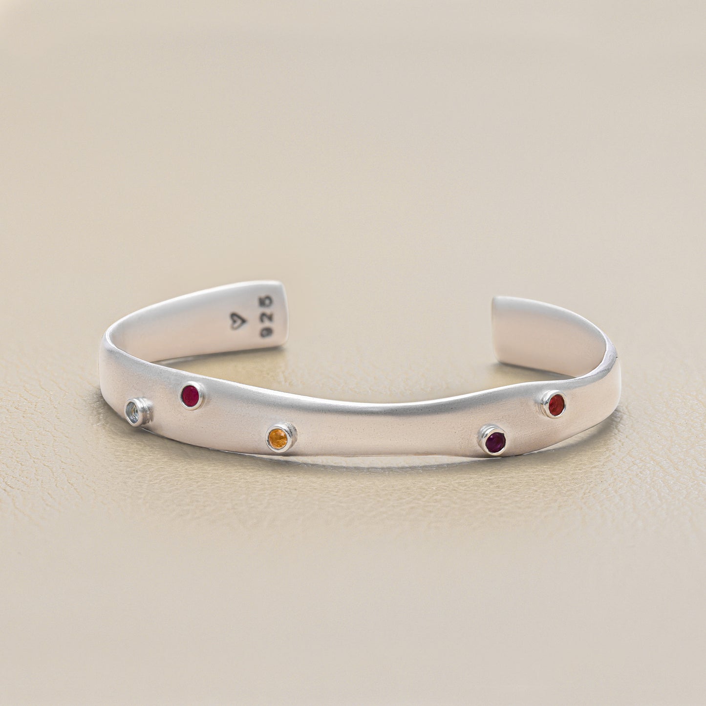 Always Together Bezel Birthstone Cuff {Sterling Silver}