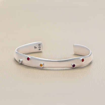 Always Together Bezel Birthstone Cuff {Sterling Silver}