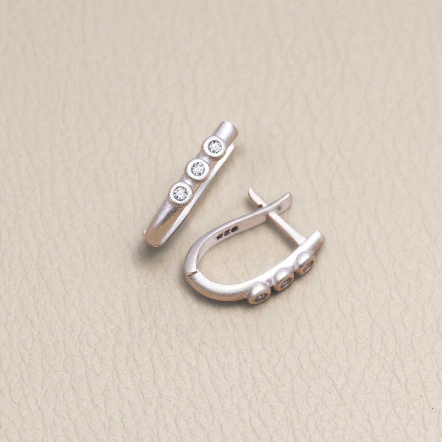 Good things in threes 0.12ct Diamond Earrings {Sterling Silver}