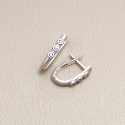 Good things in threes 0.12ct Diamond Earrings {Sterling Silver}