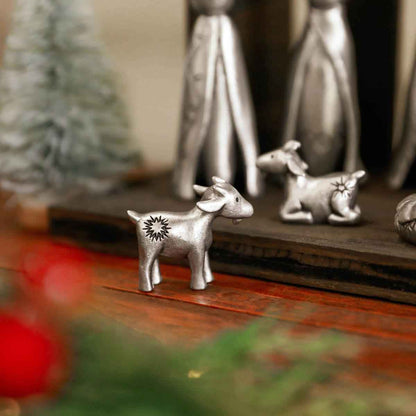 A Pair of Miniature Goats Nativity Figurine Set