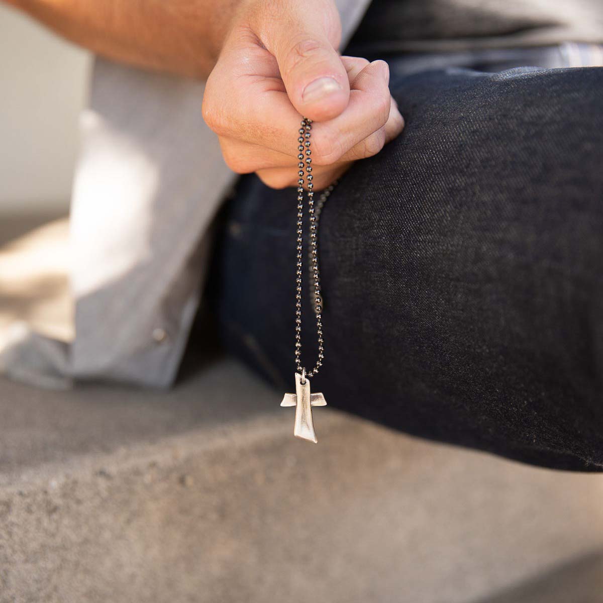 Accord Cross necklace handcrafted in antiqued sterling silver with the pendant strung on your choice of chain