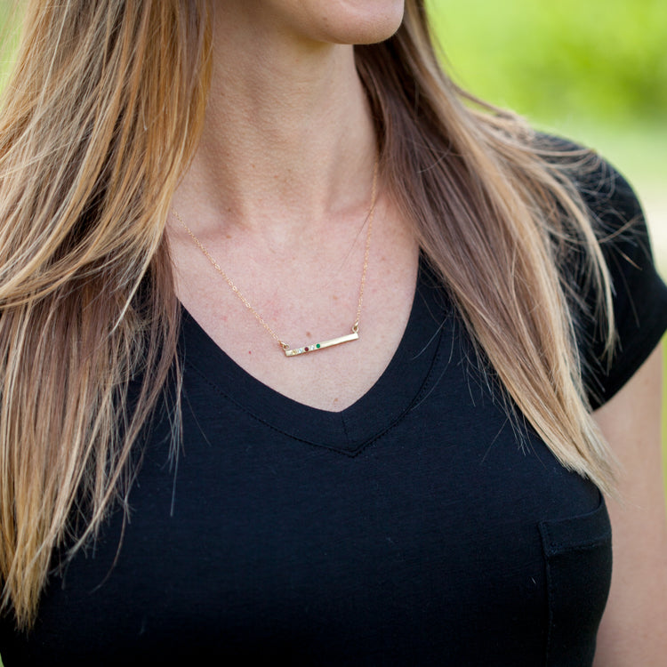 Cross Bar Birthstone Necklace {Gold Vermeil}