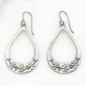 Bud and Blossom Drop Earrings {Pewter}