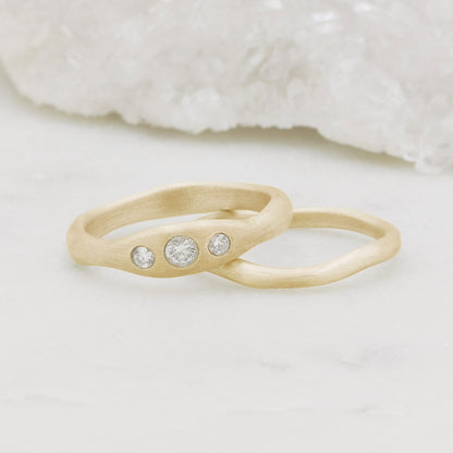 Be mine ring pair hand-molded and cast in 10k yellow gold set with a 3mm birthstone or a diamond 