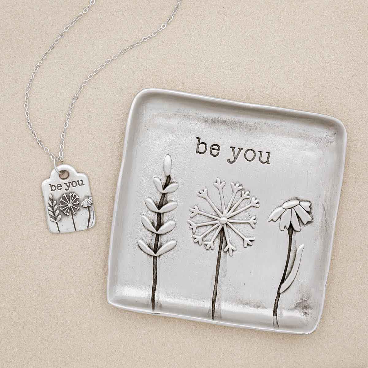 Be You Necklace and Keepsake Dish Gift Set {Pewter}