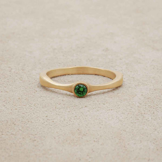 Bezel birthstone ring handcrafted in 10k yellow gold set with a 3mm birthstone inside a gold bezel