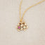 14k yellow gold birthstone bloom necklace with flower charms containing 2mm genuine birthstones