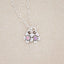 sterling silver birthstone bloom necklace with two flower charms containing 2mm genuine birthstones