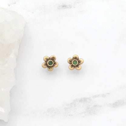 Birthstone Bloom Stud Earrings {10K Gold}