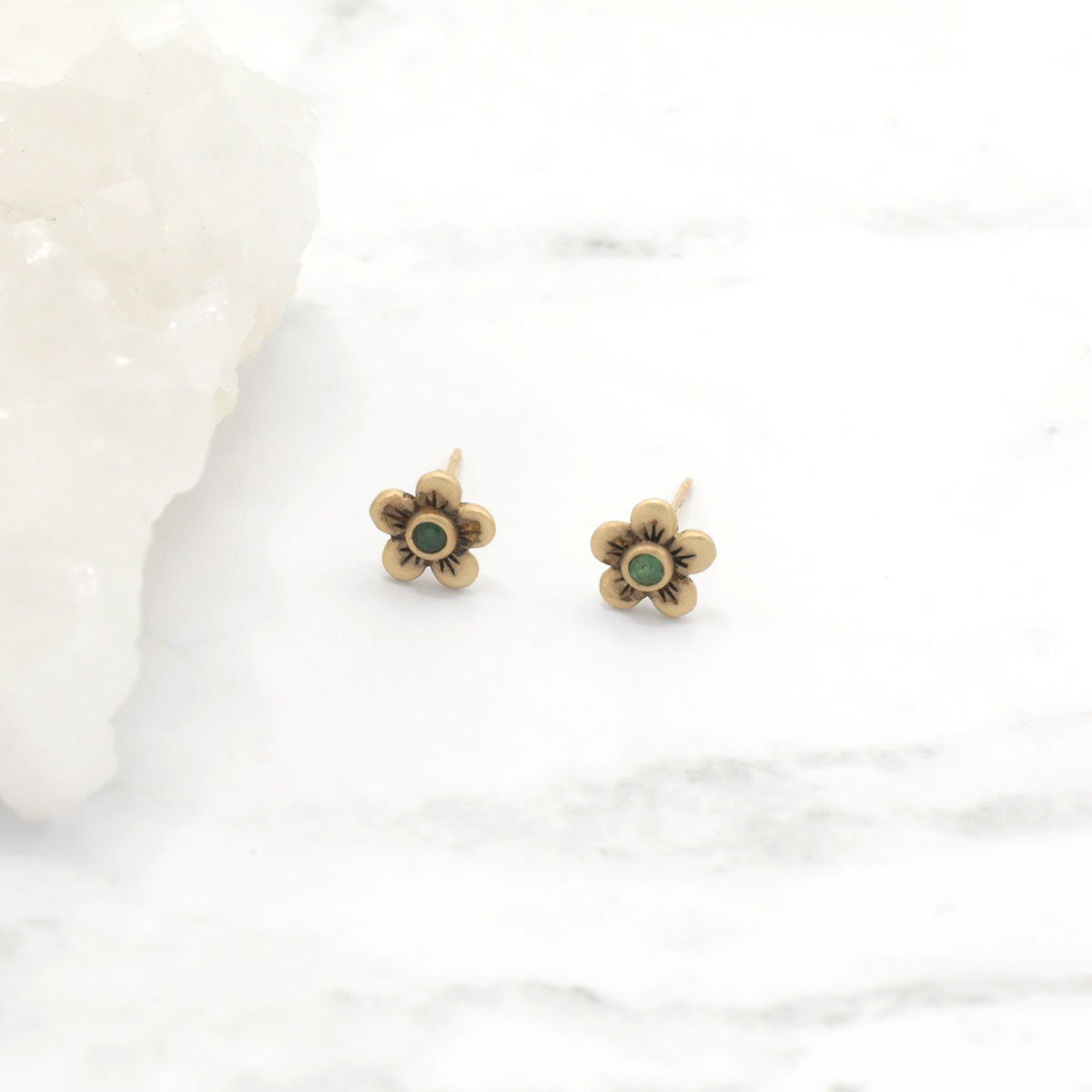 Birthstone Bloom Stud Earrings {10K Gold}