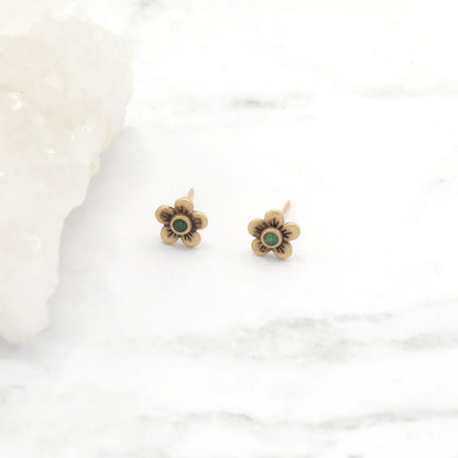 Birthstone Bloom Stud Earrings {10K Gold}