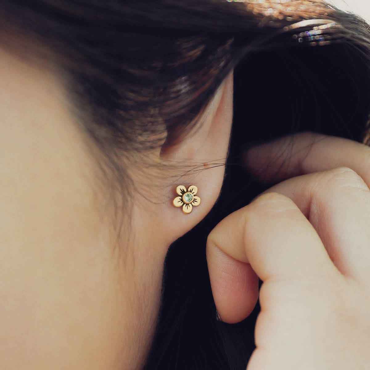 Birthstone Bloom Stud Earrings {10K Gold}