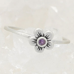 Birthstone Bloom Ring {Sterling Silver}