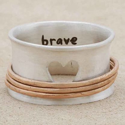 Brave Love Spinner Ring {Sterling Silver & Bronze}