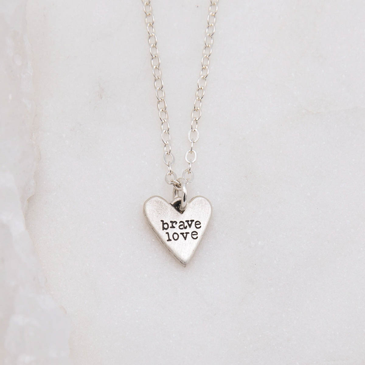 Brave Love tiny heart necklace handcrafted in sterling silver with choice of color epoxy