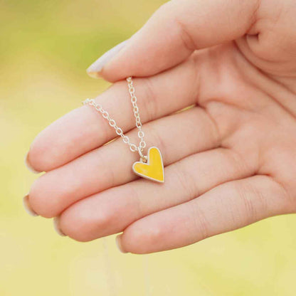 Brave Love tiny heart necklace handcrafted in sterling silver with choice of color epoxy