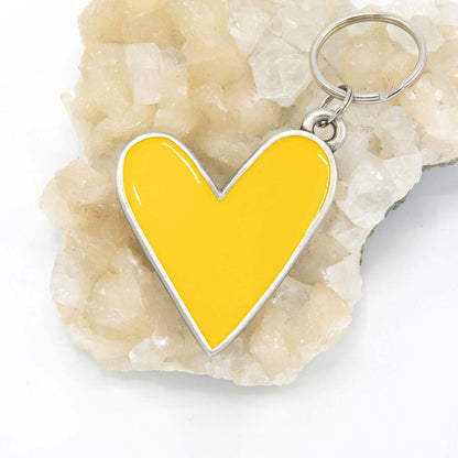 Brave Love® Yellow Heart Keychain {Pewter}