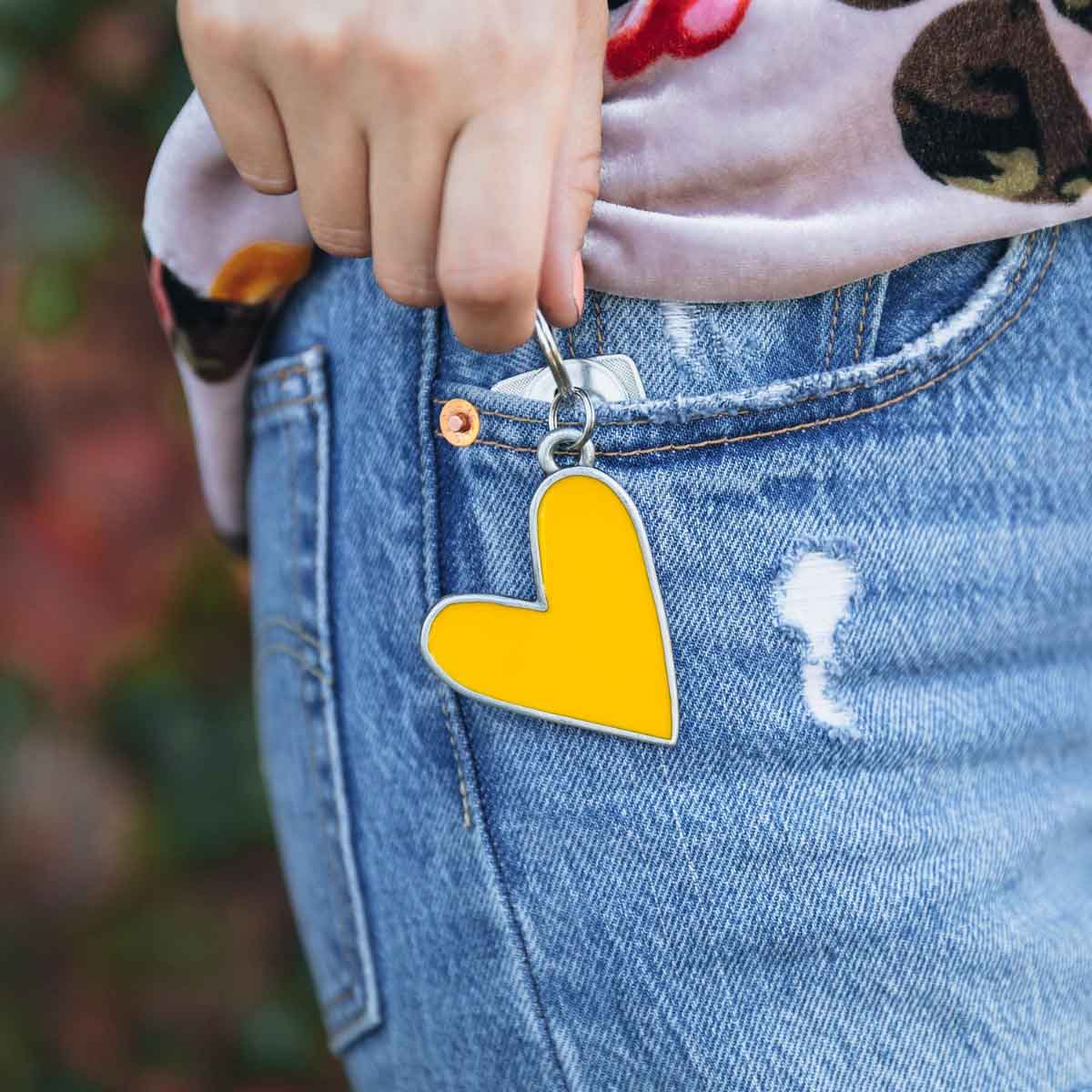 Brave Love® Yellow Heart Keychain {Pewter}