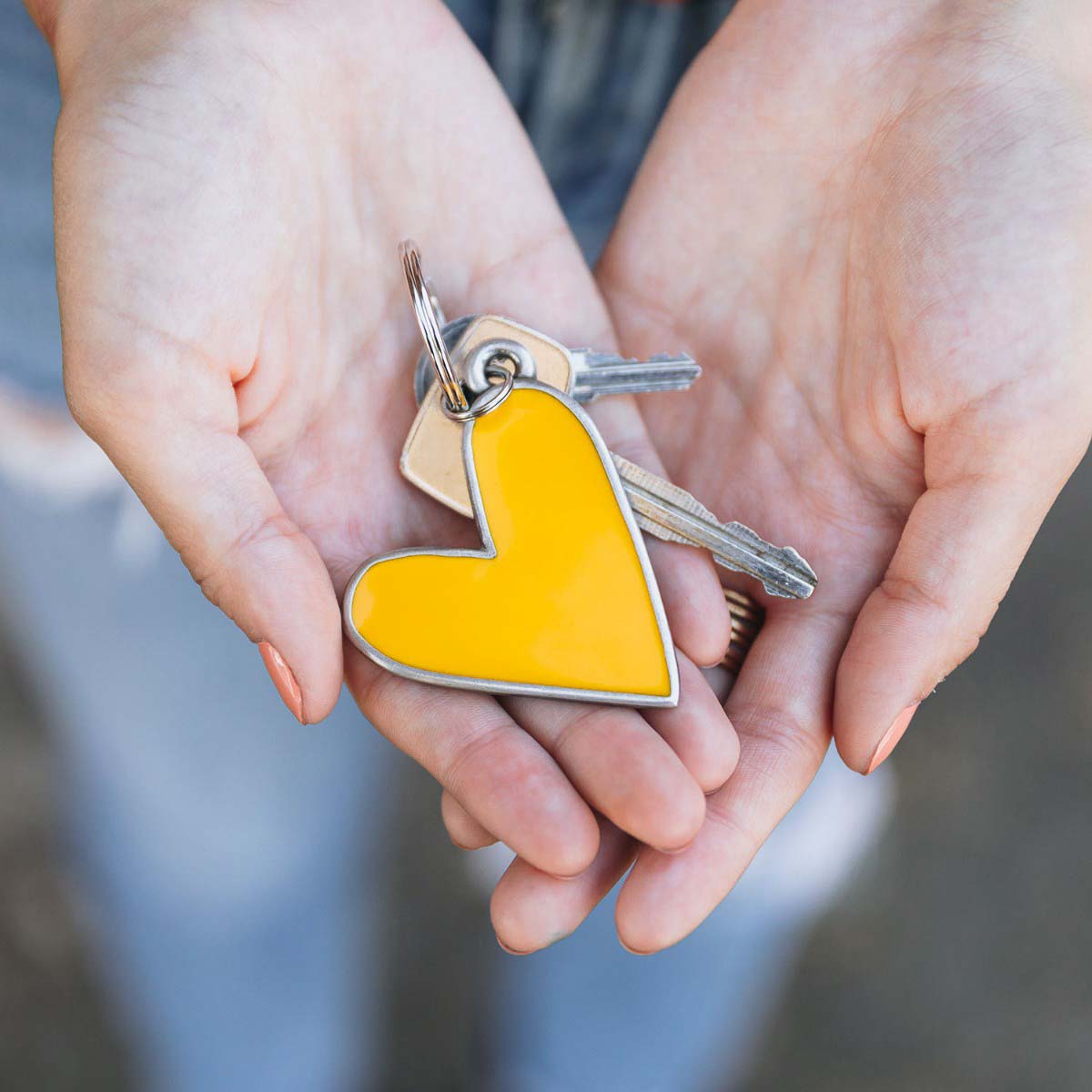 Brave Love® Yellow Heart Keychain {Pewter}