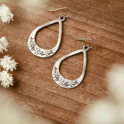 bud and blossom drop earrings handcrafted in pewter