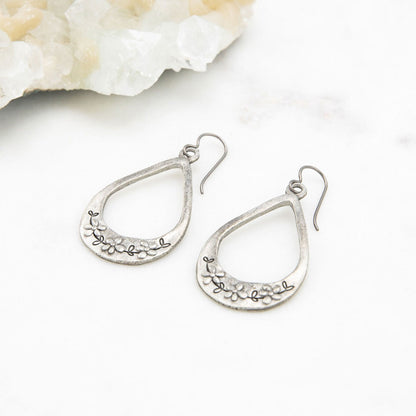 Bud and Blossom Drop Earrings {Pewter}